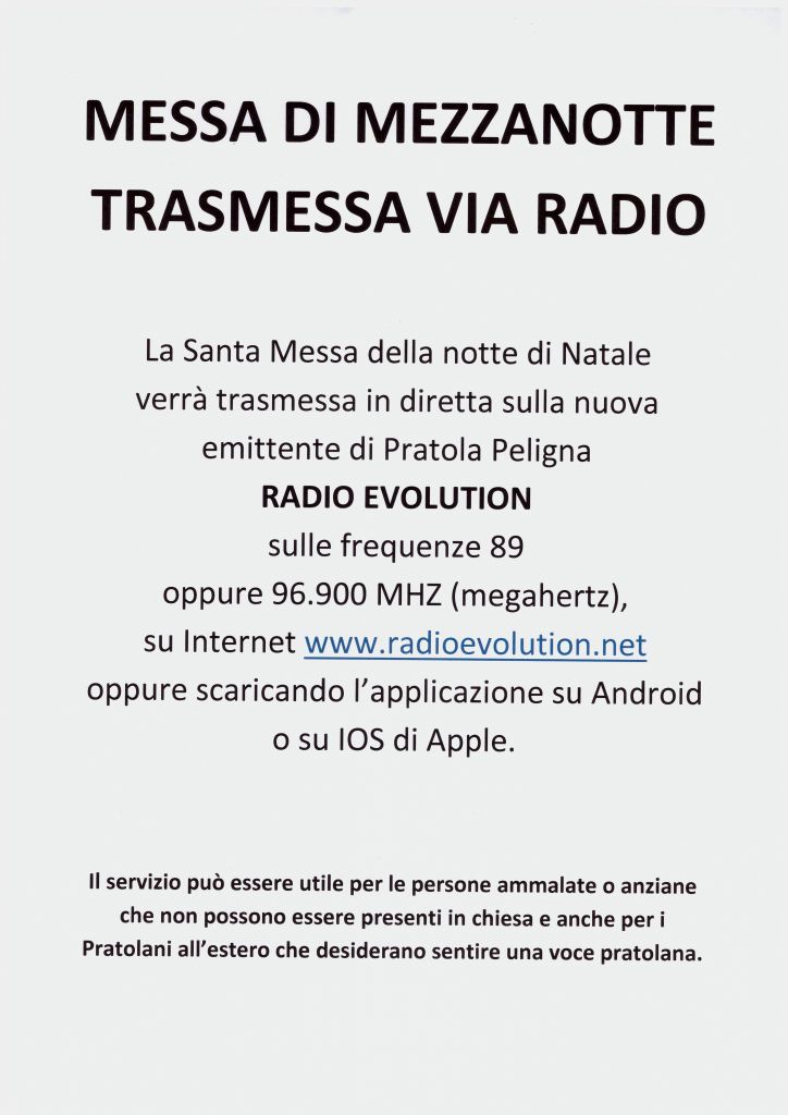 Avviso messa mezzanotte